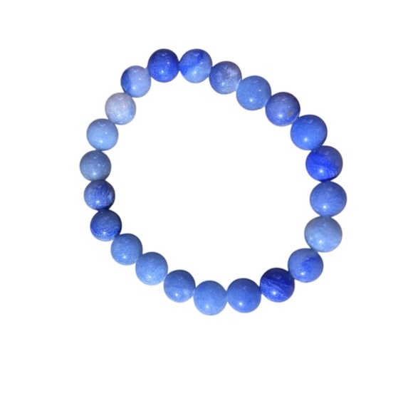 Blue Aventurine All Natural Crystal Stone Healing Properties Stretch Bracelet - Picture 2 of 9